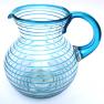  / Jarra de vidrio soplado con espiral azul aqua, 120 oz, Vidrio Reciclado, Libre de Plomo y Toxinas